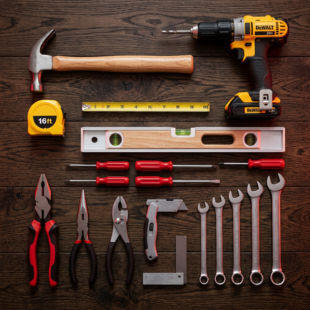 Organized handyman tools ready for a home project